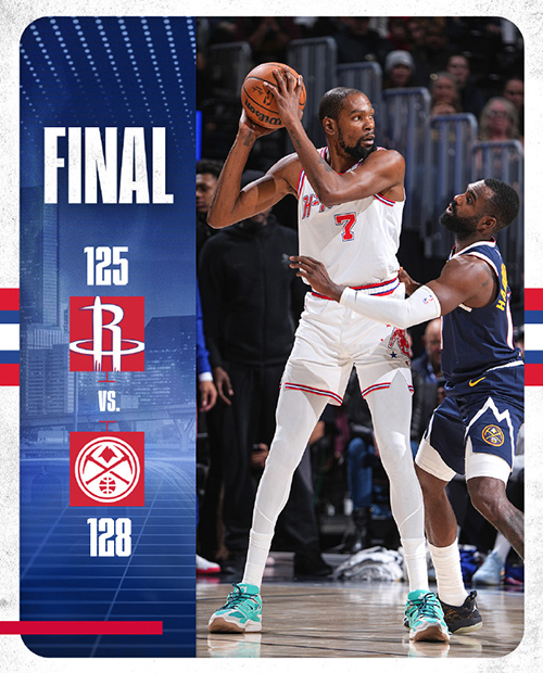 掘金128-125加时险胜火箭,<a href=/star-player/lanqiuxg/130.html target=_blank class=infotextkey>约基奇</a>39+15+10,申京33+10+10