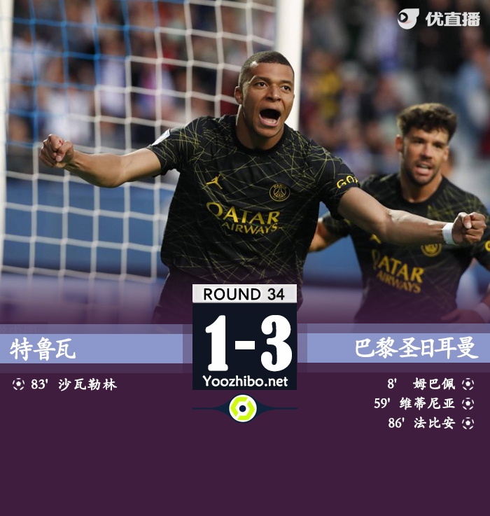 巴黎3-1特鲁瓦 <a href=/star-player/zuqiuxg/119.html target=_blank class=infotextkey>梅西</a>队内停赛姆巴佩维蒂尼亚破门