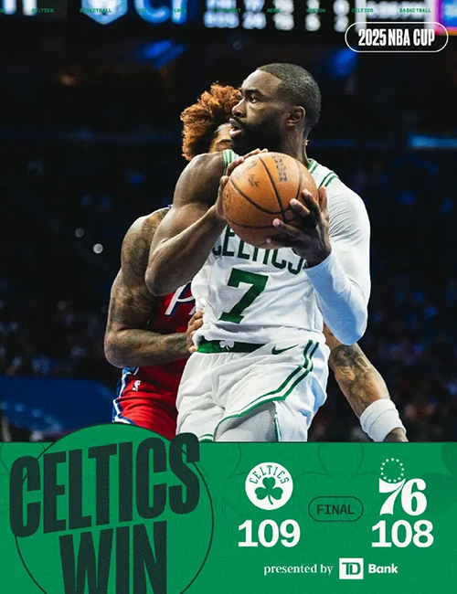 NBA杯-绿军送76人赛季首败，布朗32分，马克西26+14