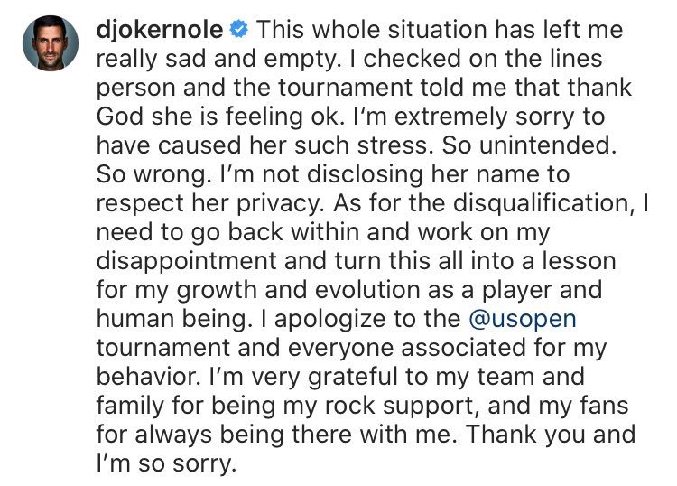 德约科维奇误伤裁判被取消美网资格