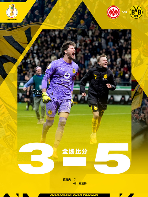 德国杯：<a href=/zuqiuxg/dortmund/ target=_blank class=infotextkey>多特蒙德</a>5-3法兰克福 布兰特破门 堂安律失点